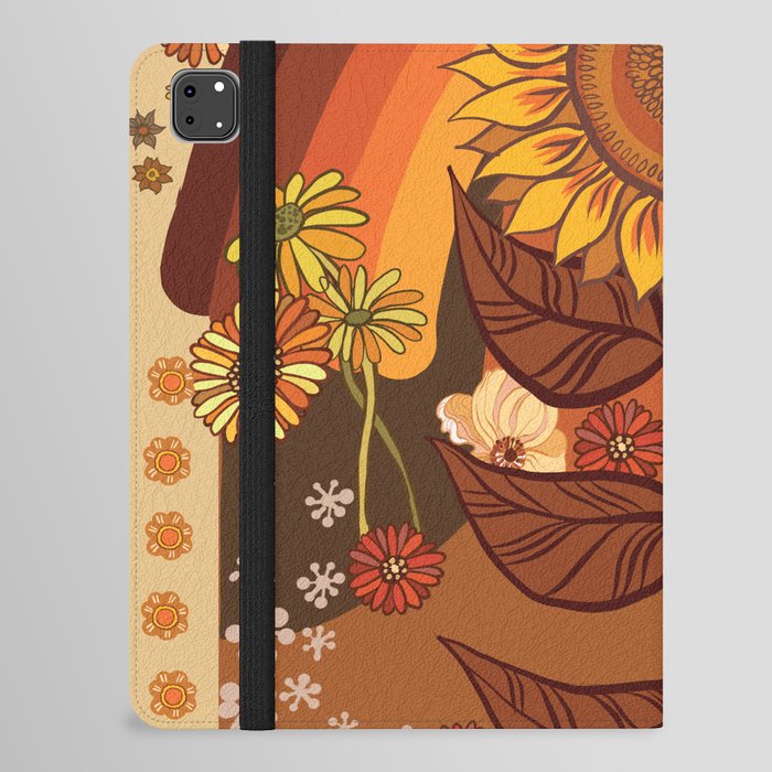 70s, Sunflower, retro, rainbow, warm colors, 60s, boho iPad Folio Case