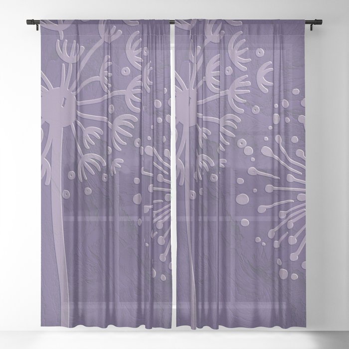 Dandelion Pair - Purple Sheer Curtain