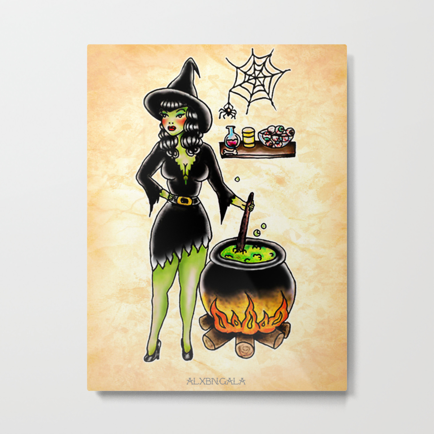 Halloween Tattoo flash | Witch Metal Print by alxbngala | Society6