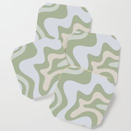 Liquid Swirl Contemporary Abstract Pattern in Light Sage Green Coaster