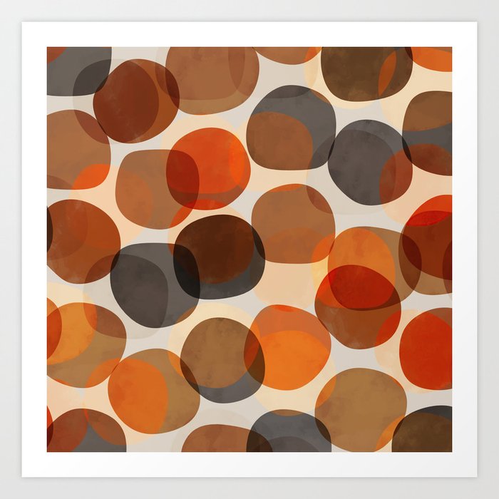 Autumn Stones | Minimalist Fall Colored Round Shapes Abstract Art Print