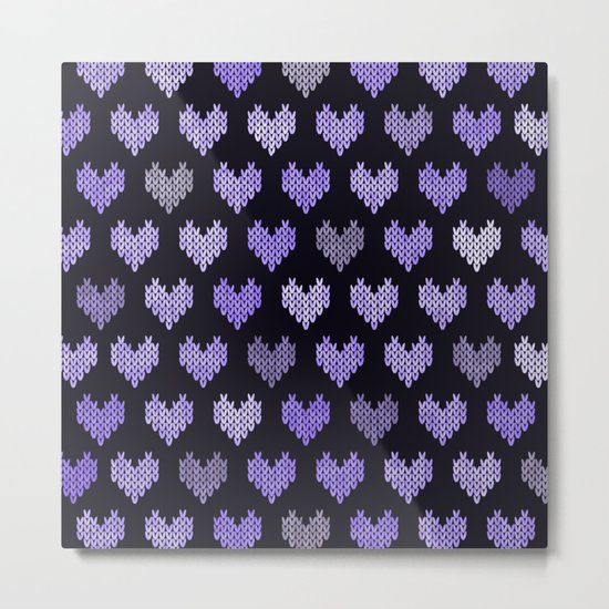 Colorful Knitted Hearts V Metal Print