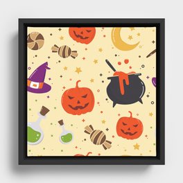 Halloween Pattern Background Framed Canvas