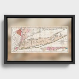 1842 Map of Long Island Framed Canvas