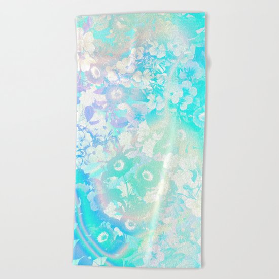 Floral Dream Pastel Hologram Beach Towel