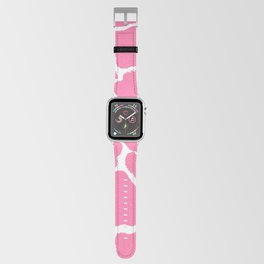 Trendy Abstract Girly Pink White Giraffe Animal Print Apple Watch Band