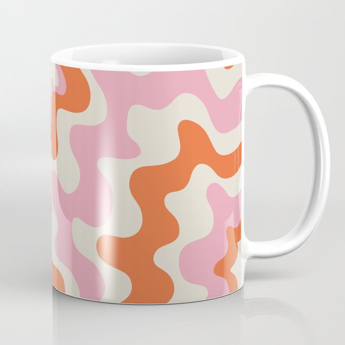 Pink and orange retro style liquid swirls Coffee Mug