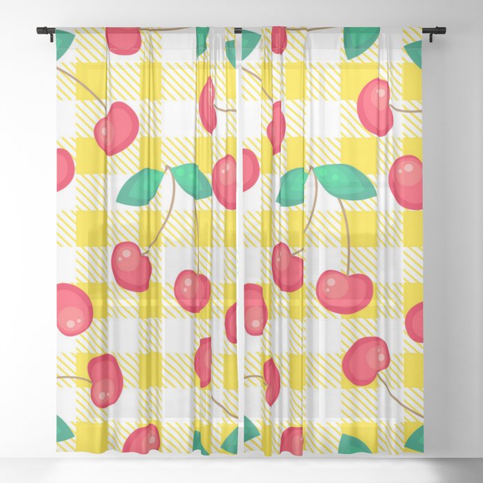 Cherry pattern Sheer Curtain
