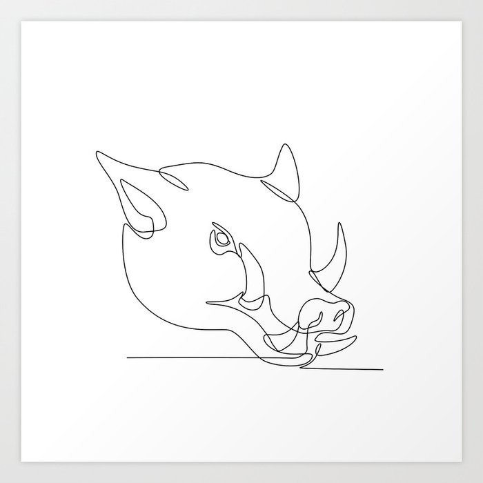 Wild Pig Head Continuous Line Art Print By Patrimonio Society6