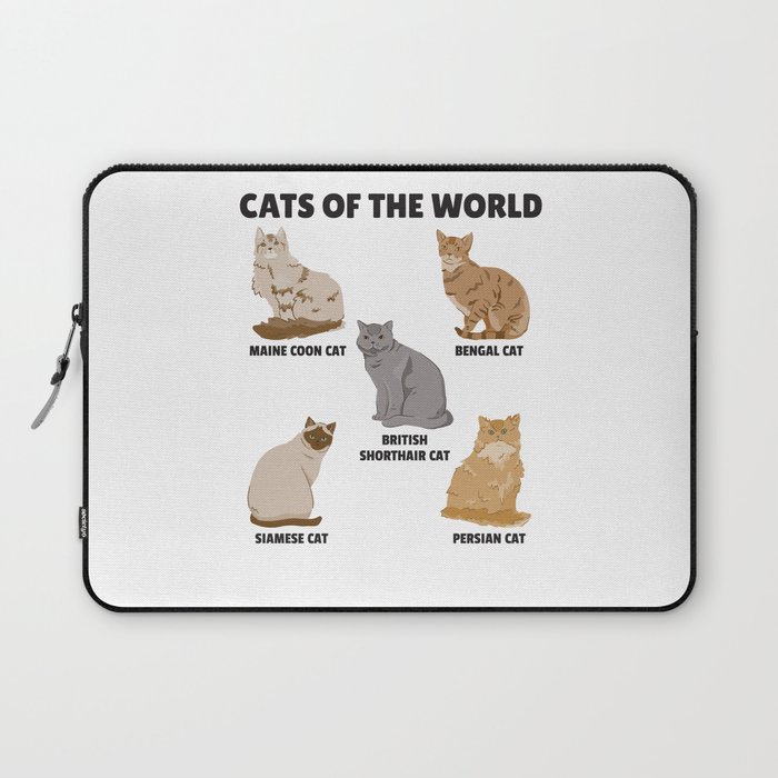 Cats Of The World Different Breeds Of Cats Laptop Sleeve