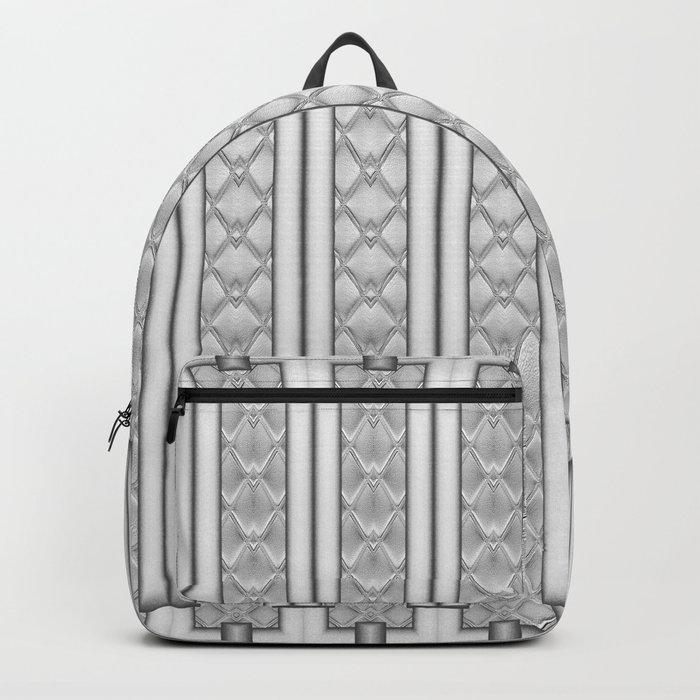 Cool Frosted Steel Grey Quilted Geometric Design Backpack