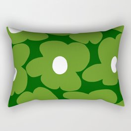 Spring Green Retro Flowers Dark Green Background #decor #society6 #buyart Rectangular Pillow