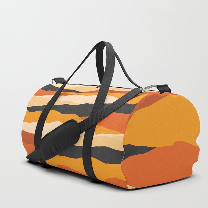 Abstract Orange wavy mountain silhouette pattern. Digital Illustration background Duffle Bag