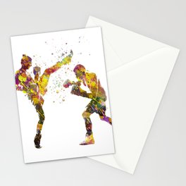muay thai karate in watercolor Stationery Card