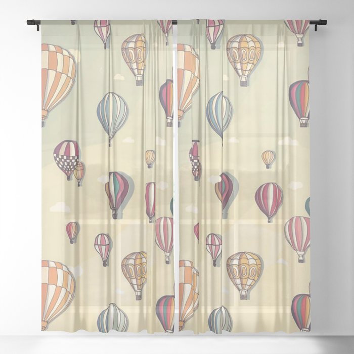 Hot Air Balloon Sheer Curtain By Fefior Society6