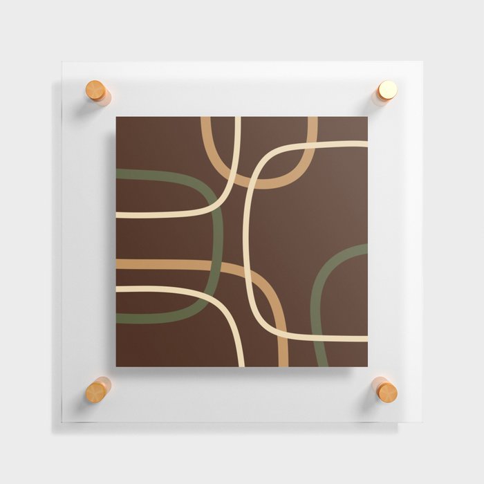 Abstract brown mid century shapes Floating Acrylic Print