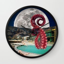 Octopus in the pool Wall Clock