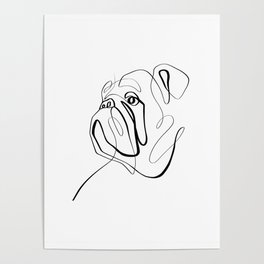 Bulldog One Line Dog Drawing Poster