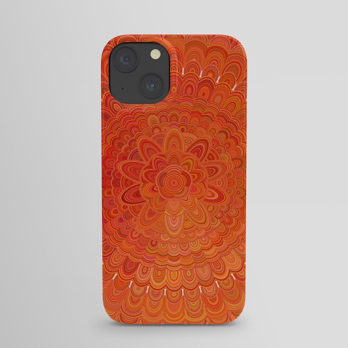 Hot Orange Flower Mandala iPhone Case