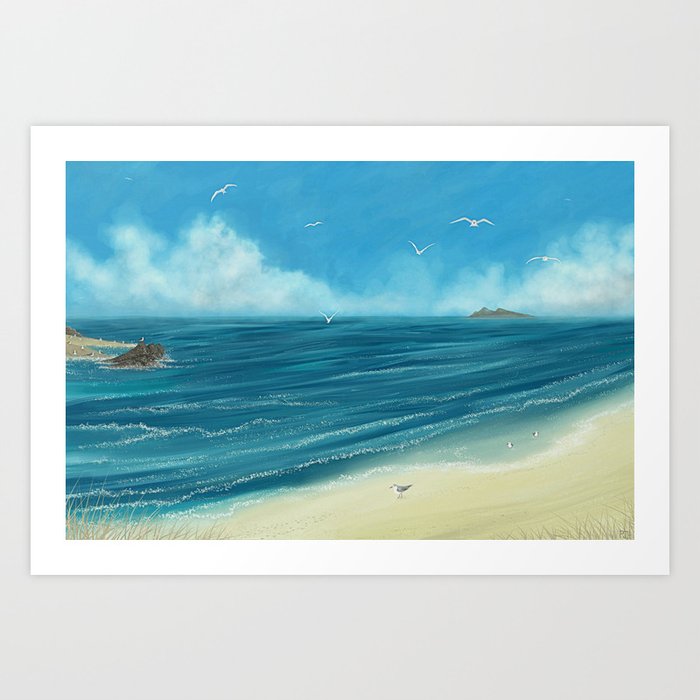 Sandy Beach Seascape Art Print