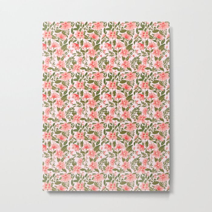 Pink Botanical Dream Pattern Metal Print