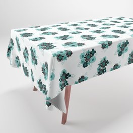 Floral Burst \\ Teal on White Tablecloth