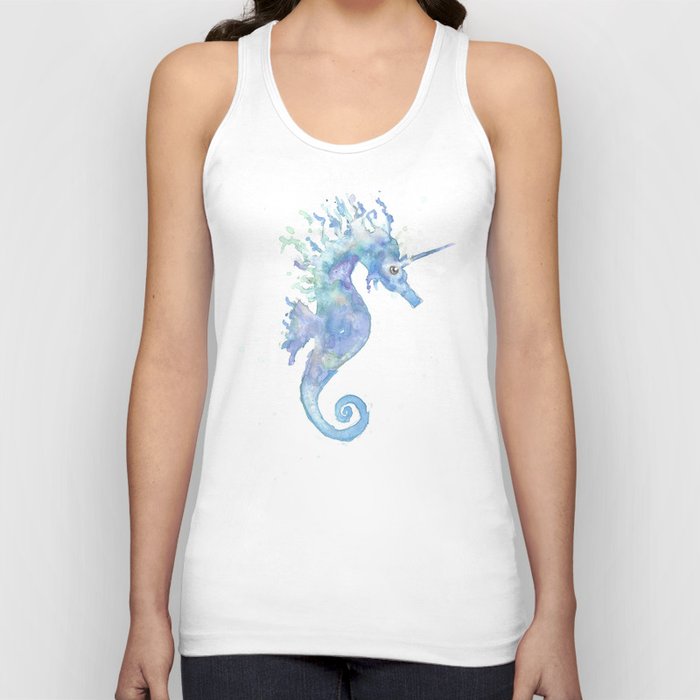Dreamy Sea horse unicorn watercolor Tank Top