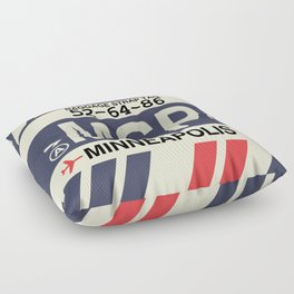 MSP Minneapolis • Airport Code and Vintage Baggage Tag Design Floor Pillow
