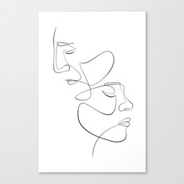 Abstract Face Couple Line Art Canvas Print