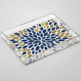 Floral Bloom Navy and Gold Acrylic Tray