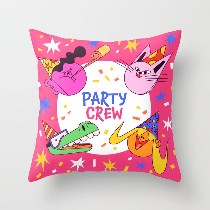 Party Crew Throw Pillow