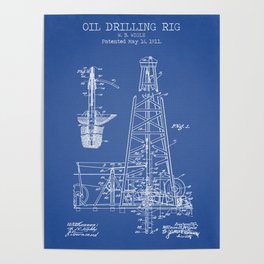 Oil Drilling Rig blueprint Poster