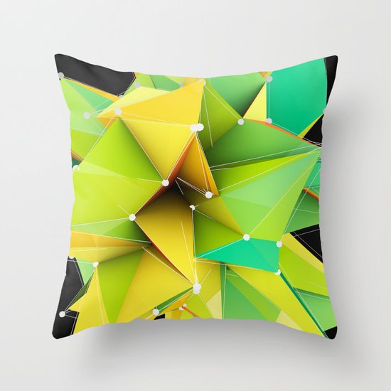 Polygons green Abstract Throw Pillow