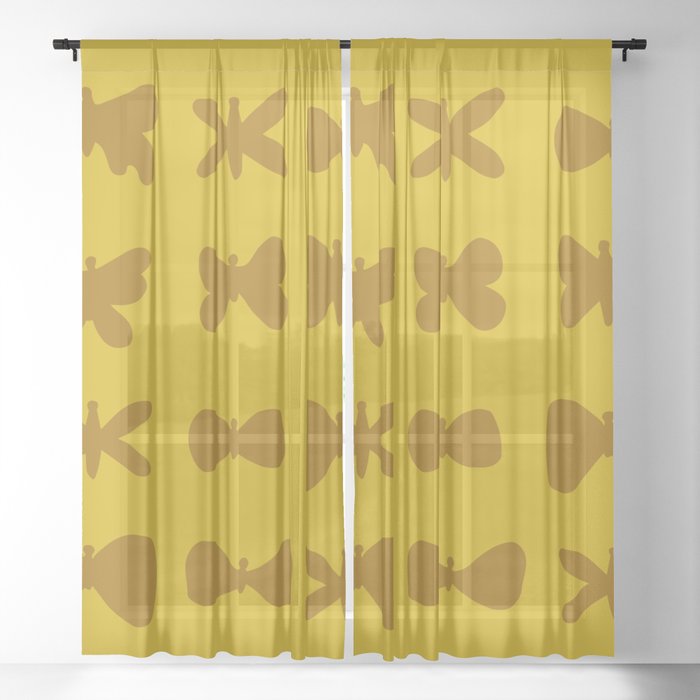 Yellow butterflies. Sheer Curtain