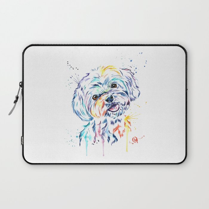 Havanese Colorful Watercolor Pet Portrait Painting Laptop Sleeve
