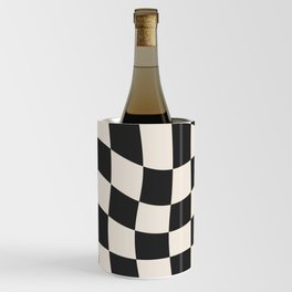 Black and White Wavy Checkered Pattern Wine Chiller