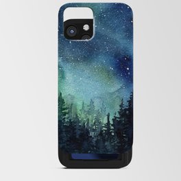 Galaxy Watercolor Aurora Borealis Painting iPhone Card Case