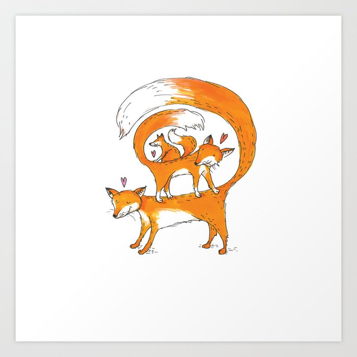 Fox Trio Art Print