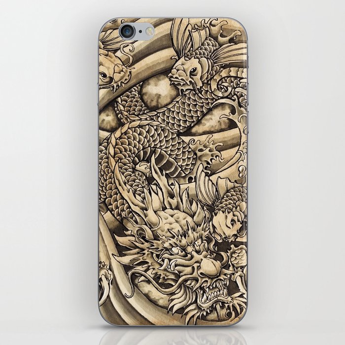 Japanese dragon and Koi fish iPhone Skin