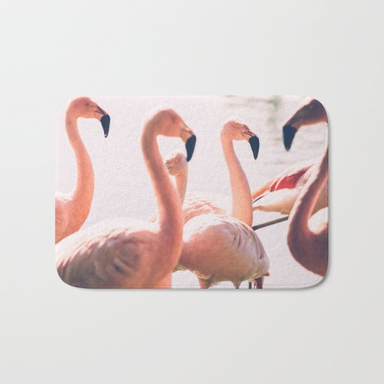 Pink Flamingo Flock Bath Mat