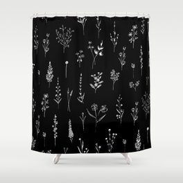 Black wildflowers Shower Curtain