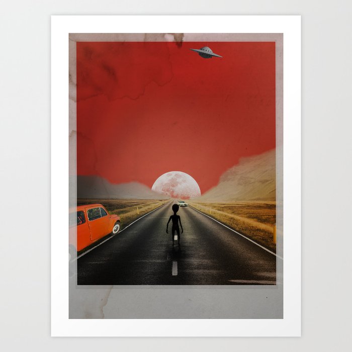 Alien On The Road To Nowhere Art Print By Amandacorbett Society6