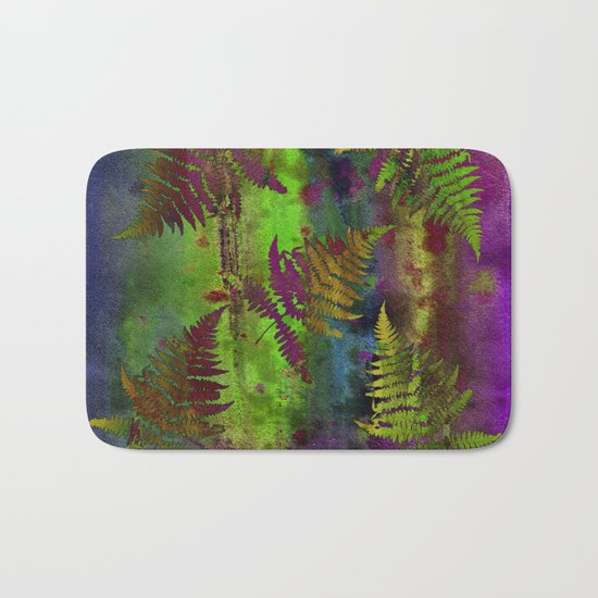 Colorful Fern Leaves Bath Mat