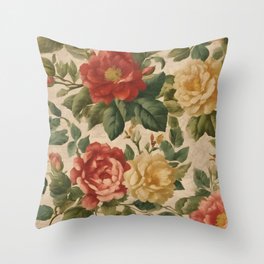 Floral Watercolor Vintage Trendy Collection Throw Pillow
