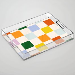 Retro Rainbow Checkerboard  Acrylic Tray