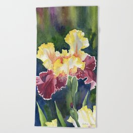 Iris Watercolor 2 Beach Towel