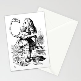 Alice in Wonderland | Alice Plays Croquet with Flamingo and Hedge Hog | Vintage Alice | Stationery Card