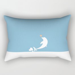 Ocean Dolphin Blue Heart Love Rectangular Pillow