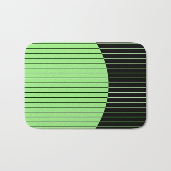 Opposites Attract (Abstract, green and black, geometric design) Bath Mat