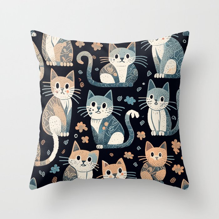 Cats pattern Throw Pillow
